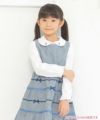子供服 女の子 綿100％音符刺繍襟付きブラウス ホワイト(01) モデル画像アップ