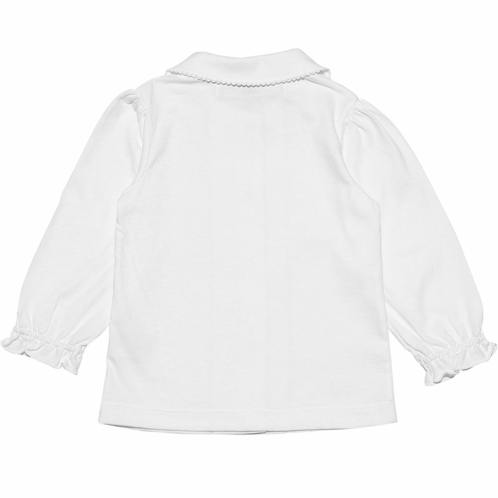 ベビー服 女の子 ベビーサイズ綿100％音符刺繍襟付きブラウス ホワイト(01) 背面