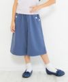 子供服 女の子 飾りボタン付きポケット7分丈ガウチョパンツ ネイビー(06) モデル画像アップ