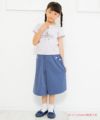 子供服 女の子 飾りボタン付きポケット7分丈ガウチョパンツ ネイビー(06) モデル画像1