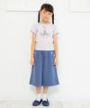 子供服 女の子 飾りボタン付きポケット7分丈ガウチョパンツ ネイビー(06) モデル画像2