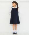 子供服 女の子 日本製ウエスト切り替えタックワンピース ネイビー(06) モデル画像2