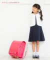 子供服 女の子 日本製ウエスト切り替えタックワンピース ネイビー(06) モデル画像4