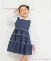 子供服 女の子 日本製綿100％ドット柄レースワンピース ネイビー(06) モデル画像1