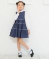 子供服 女の子 日本製綿100％ドット柄レースワンピース ネイビー(06) モデル画像3