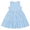 子供服 女の子 日本製綿100％ドット柄レースワンピース ブルー(61) 正面