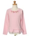 子供服 女の子 綿100％花柄リボン＆チュールフリルつきTシャツ ピンク(02) トルソー正面