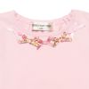 子供服 女の子 綿100％花柄リボン＆チュールフリルつきTシャツ ピンク(02) デザインポイント1