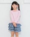 子供服 女の子 綿100％花柄リボン＆チュールフリルつきTシャツ ピンク(02) モデル画像3