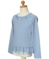 子供服 女の子 綿100％花柄リボン＆チュールフリルつきTシャツ ブルー(61) トルソー斜め