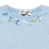 子供服 女の子 綿100％花柄リボン＆チュールフリルつきTシャツ ブルー(61) デザインポイント1