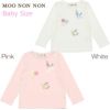 ベビー服 女の子 ベビーサイズ綿100％音符＆お花モチーフ付きTシャツ