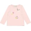 ベビー服 女の子 ベビーサイズ綿100％音符＆お花モチーフ付きTシャツ ピンク(02) 正面
