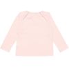 ベビー服 女の子 ベビーサイズ綿100％音符＆お花モチーフ付きTシャツ ピンク(02) 背面