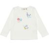 ベビー服 女の子 ベビーサイズ綿100％音符＆お花モチーフ付きTシャツ オフホワイト(11) 正面