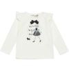 ベビー服 女の子 ベビーサイズ女の子プリントリボン＆フリルつきTシャツ オフホワイト(11) 正面