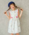 子供服 女の子 日本製花柄リボン＆フリル＆裏地つきワンピース ピンク(02) モデル画像1