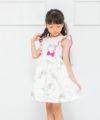 子供服 女の子 日本製花柄リボン＆フリル＆裏地つきワンピース ピンク(02) モデル画像3