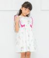 子供服 女の子 日本製花柄リボン＆フリル＆裏地つきワンピース ピンク(02) モデル画像4