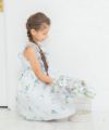 子供服 女の子 日本製花柄リボン＆フリル＆裏地つきワンピース ブルー(61) モデル画像2
