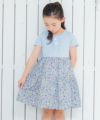 子供服 女の子 日本製綿100％花柄ドッキングワンピース ブルー(61) モデル画像2