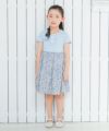 子供服 女の子 日本製綿100％花柄ドッキングワンピース ブルー(61) モデル画像3