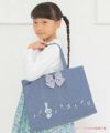 子供服 女の子 音符刺繍リボン付きトートバッグ ネイビー(06) モデル画像アップ