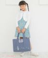 子供服 女の子 音符刺繍リボン付きトートバッグ ネイビー(06) モデル画像1
