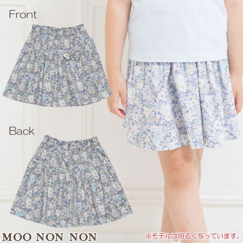 子供服 女の子 日本製綿100％花柄リボン付きスカート