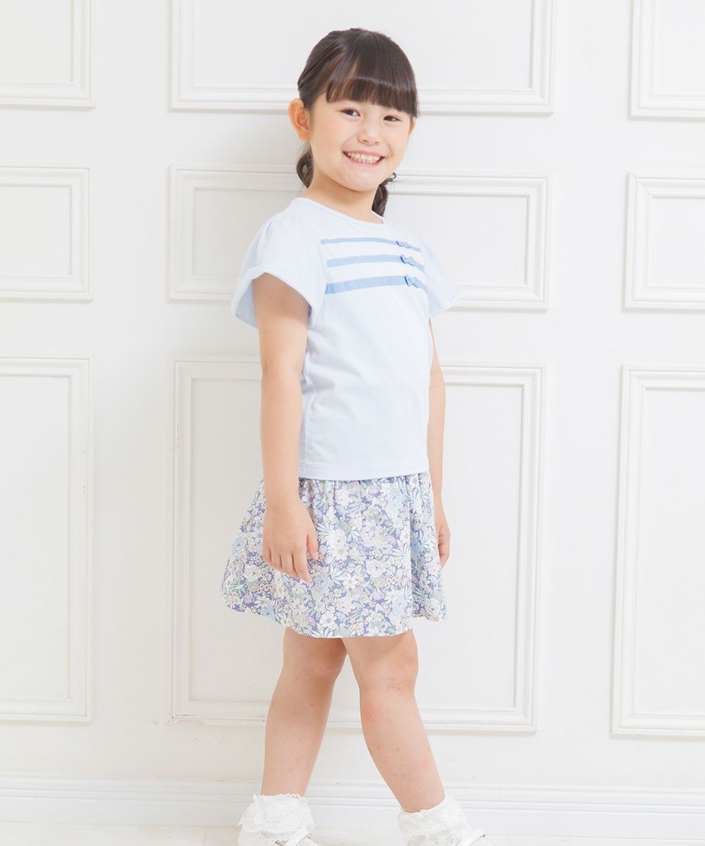 子供服 女の子 日本製綿100％花柄リボン付きスカート パープル(91) モデル画像3