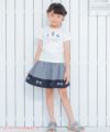子供服 女の子 ギンガムチェック柄リボン付きギャザースカート ブラック(00) モデル画像全身