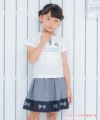 子供服 女の子 ギンガムチェック柄リボン付きギャザースカート ブラック(00) モデル画像1