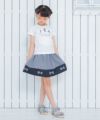 子供服 女の子 ギンガムチェック柄リボン付きギャザースカート ブラック(00) モデル画像3