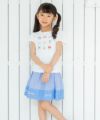 子供服 女の子 ギンガムチェック柄リボン付きギャザースカート ブルー(61) モデル画像2