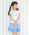 子供服 女の子 ギンガムチェック柄リボン付きギャザースカート ブルー(61) モデル画像3