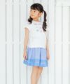 子供服 女の子 ギンガムチェック柄リボン付きギャザースカート ブルー(61) モデル画像4