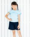 子供服 女の子 ストレッチツイル素材フリルつきショートパンツ ネイビー(06) モデル画像2