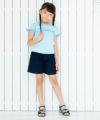 子供服 女の子 ストレッチツイル素材フリルつきショートパンツ ネイビー(06) モデル画像3