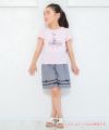 子供服 女の子 ギンガムチェック柄リボン付きキュロットパンツ ホワイト×ブラック(10) モデル画像全身