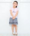 子供服 女の子 ギンガムチェック柄リボン付きキュロットパンツ ホワイト×ブラック(10) モデル画像2