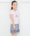 子供服 女の子 ギンガムチェック柄リボン付きキュロットパンツ ホワイト×ブラック(10) モデル画像4
