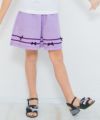 子供服 女の子 ギンガムチェック柄リボン付きキュロットパンツ パープル(91) モデル画像アップ