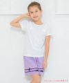 子供服 女の子 ギンガムチェック柄リボン付きキュロットパンツ パープル(91) モデル画像1