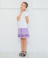 子供服 女の子 ギンガムチェック柄リボン付きキュロットパンツ パープル(91) モデル画像2