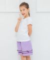 子供服 女の子 ギンガムチェック柄リボン付きキュロットパンツ パープル(91) モデル画像3