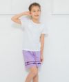 子供服 女の子 ギンガムチェック柄リボン付きキュロットパンツ パープル(91) モデル画像4