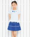 子供服 女の子 綿100％ドット柄レースつきギャザースカート ブルー(61) モデル画像3