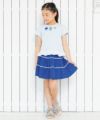 子供服 女の子 綿100％ドット柄レースつきギャザースカート ブルー(61) モデル画像4