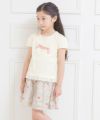 子供服 女の子 綿100％花柄リボン付きギャザースカート オフホワイト(11) モデル画像2