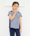 子供服 女の子 綿100％ボーダー柄リボン付きTシャツ ネイビー(06) モデル画像4